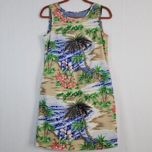 Talbots sleeveless sheath dress size 4P multicolor beach vacation print tropical